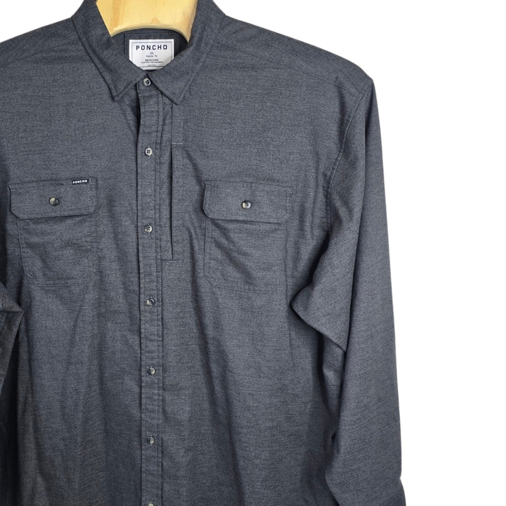 Poncho Outdoors Mens 3XL Regular Fit Magnetic Pocket Performance Shirt Charcoal